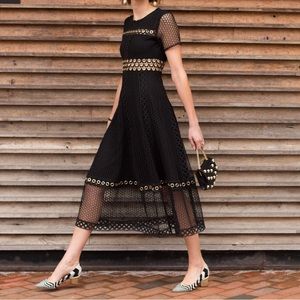 MAJE Rome Eyelet Lace Midi Dress